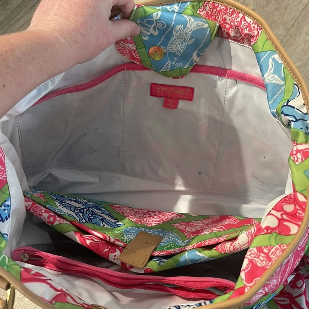 Lilly Pulitzer jubilee patchwork diaper bag with changing pad RARE